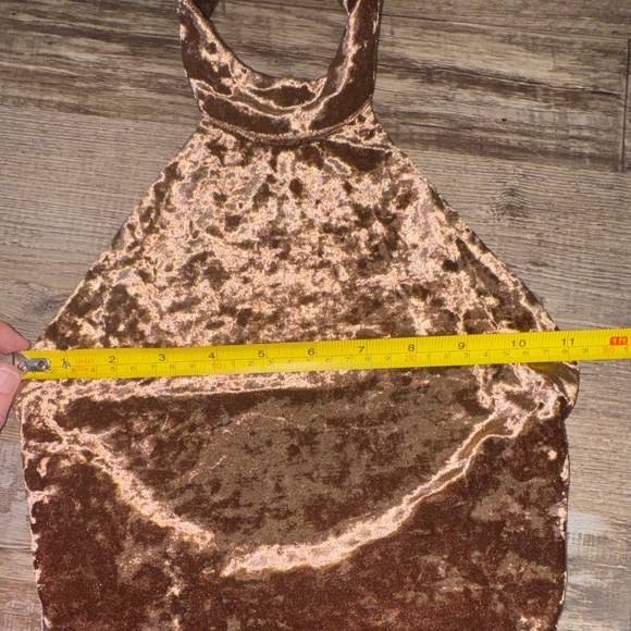 House of Harlow 1960 x Revolve Crushed Velvet Halter Bodysuit Brown XS - Picture 3 of 7